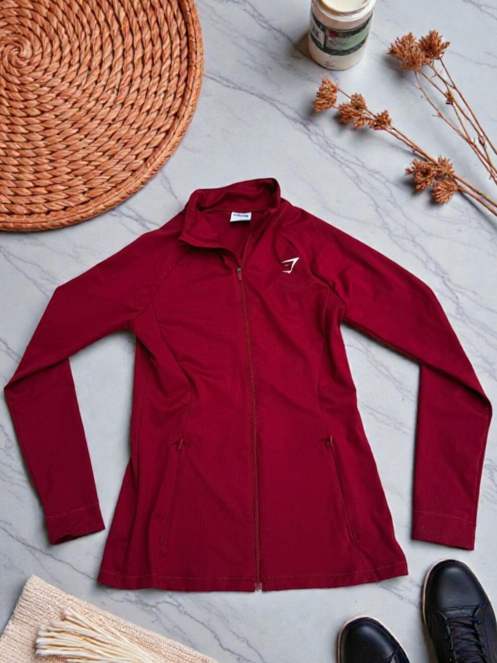 Gymshark Women's Size Small Burgundy Red Training Zip Up Jacket - Picture 2 of 8